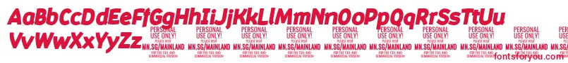 MainlandBlackItalic PERSONAL Font – Red Fonts on White Background