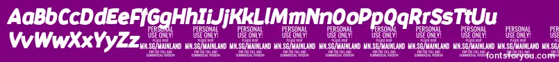 Шрифт MainlandBlackItalic PERSONAL – белые шрифты на фиолетовом фоне