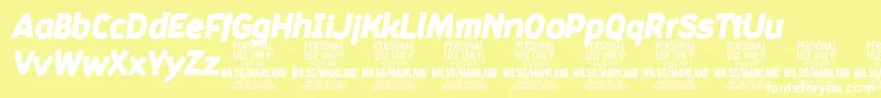 MainlandBlackItalic PERSONAL Font – White Fonts on Yellow Background