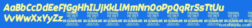 Fonte MainlandBlackItalic PERSONAL – fontes amarelas em um fundo azul