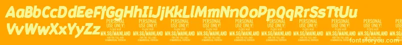 MainlandBlackItalic PERSONAL Font – Yellow Fonts on Orange Background