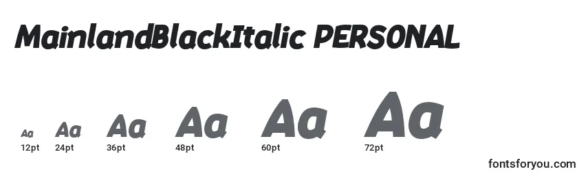 Размеры шрифта MainlandBlackItalic PERSONAL