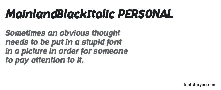 MainlandBlackItalic PERSONAL-fontti