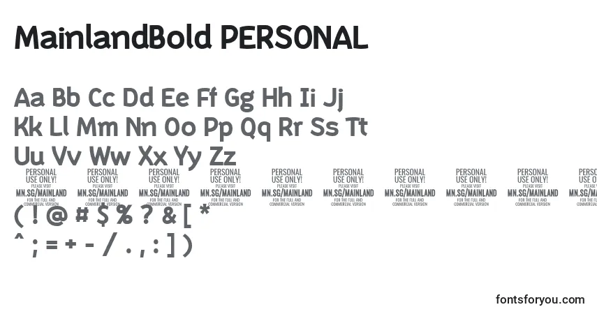 Schriftart MainlandBold PERSONAL – Alphabet, Zahlen, spezielle Symbole