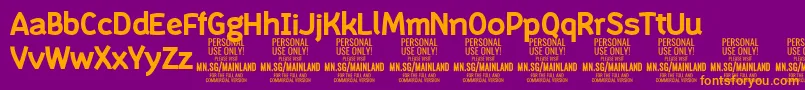 MainlandBold PERSONAL Font – Orange Fonts on Purple Background