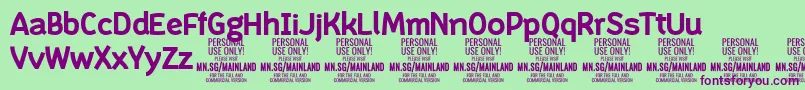 フォントMainlandBold PERSONAL – 緑の背景に紫のフォント