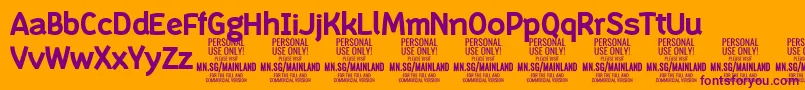 フォントMainlandBold PERSONAL – オレンジの背景に紫のフォント