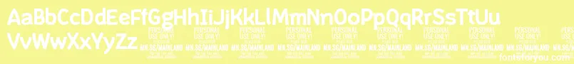 MainlandBold PERSONAL-Schriftart – Weiße Schriften auf gelbem Hintergrund