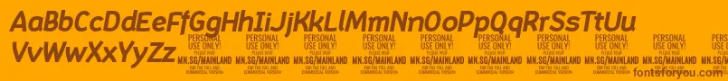 MainlandBoldItalic PERSONAL Font – Brown Fonts on Orange Background