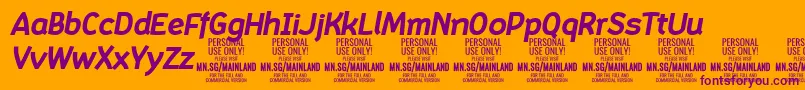 MainlandBoldItalic PERSONAL Font – Purple Fonts on Orange Background