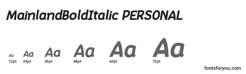 MainlandBoldItalic PERSONAL Font Sizes