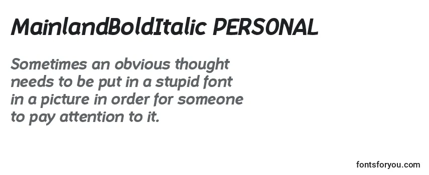 MainlandBoldItalic PERSONAL Font