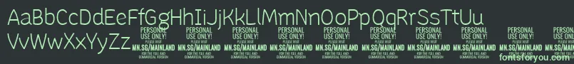 フォントMainlandLight PERSONAL – 黒い背景に緑の文字