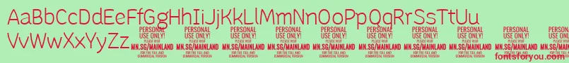 Шрифт MainlandLight PERSONAL – красные шрифты на зелёном фоне