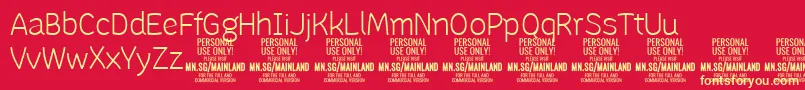 MainlandLight PERSONAL Font – Yellow Fonts on Red Background