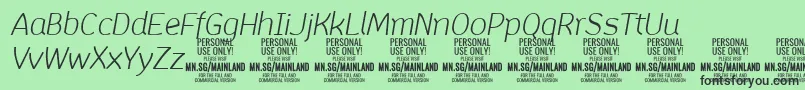 フォントMainlandLightItalic PERSONAL – 緑の背景に黒い文字