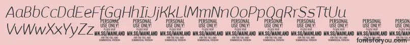 フォントMainlandLightItalic PERSONAL – ピンクの背景に黒い文字