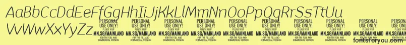 Шрифт MainlandLightItalic PERSONAL – чёрные шрифты на жёлтом фоне