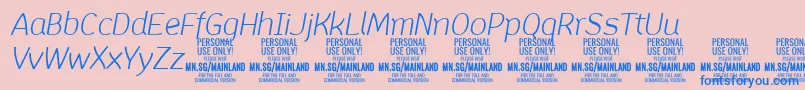 MainlandLightItalic PERSONAL-fontti – siniset fontit vaaleanpunaisella taustalla
