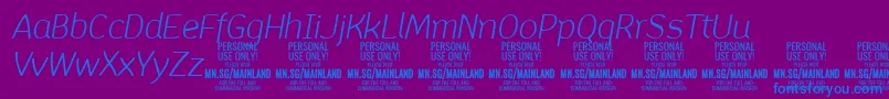 MainlandLightItalic PERSONAL-Schriftart – Blaue Schriften auf violettem Hintergrund