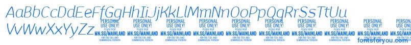 フォントMainlandLightItalic PERSONAL – 白い背景に青い文字