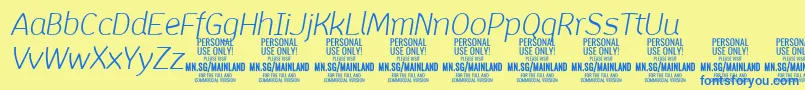 Fonte MainlandLightItalic PERSONAL – fontes azuis em um fundo amarelo