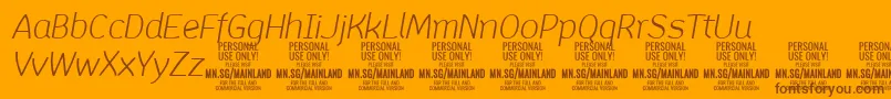 フォントMainlandLightItalic PERSONAL – オレンジの背景に茶色のフォント