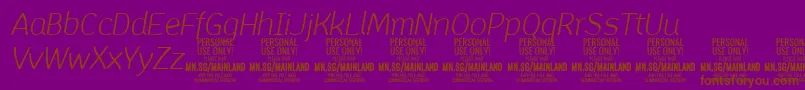 MainlandLightItalic PERSONAL-Schriftart – Braune Schriften auf violettem Hintergrund