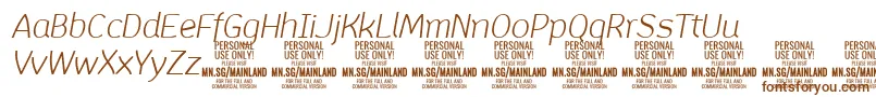 フォントMainlandLightItalic PERSONAL – 白い背景に茶色のフォント