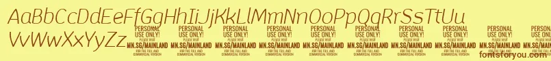 MainlandLightItalic PERSONAL Font – Brown Fonts on Yellow Background