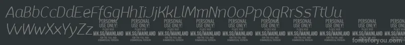 MainlandLightItalic PERSONAL-Schriftart – Graue Schriften auf schwarzem Hintergrund