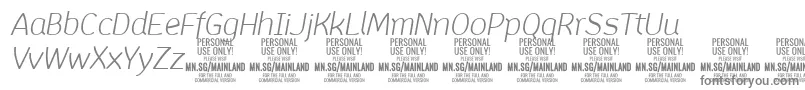フォントMainlandLightItalic PERSONAL – 白い背景に灰色の文字