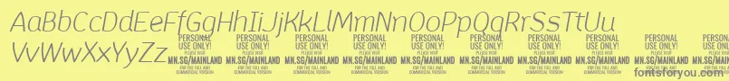 MainlandLightItalic PERSONAL Font – Gray Fonts on Yellow Background