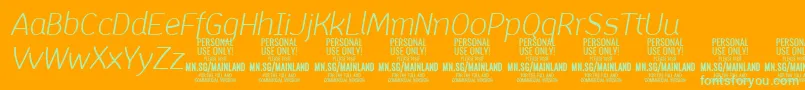 フォントMainlandLightItalic PERSONAL – オレンジの背景に緑のフォント