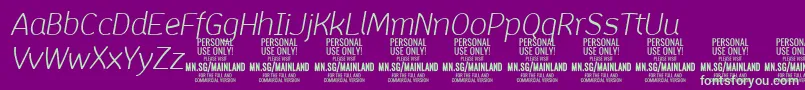 フォントMainlandLightItalic PERSONAL – 紫の背景に緑のフォント