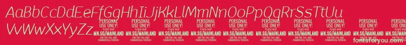 フォントMainlandLightItalic PERSONAL – 赤い背景に緑の文字