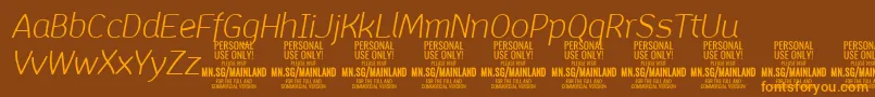 MainlandLightItalic PERSONAL Font – Orange Fonts on Brown Background