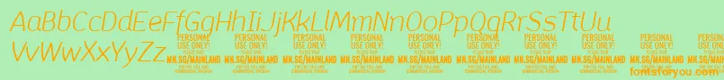 MainlandLightItalic PERSONAL Font – Orange Fonts on Green Background