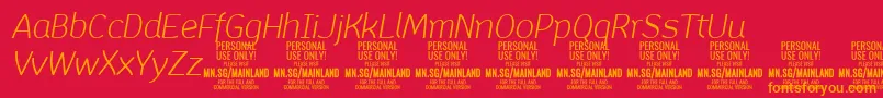 フォントMainlandLightItalic PERSONAL – 赤い背景にオレンジの文字