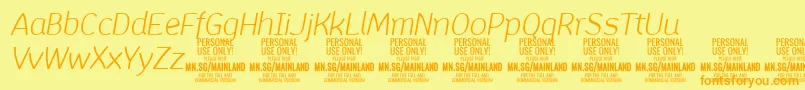MainlandLightItalic PERSONAL Font – Orange Fonts on Yellow Background