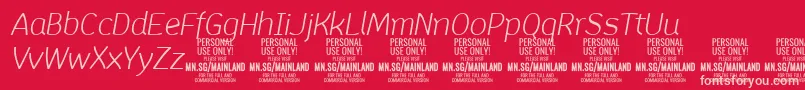 Fonte MainlandLightItalic PERSONAL – fontes rosa em um fundo vermelho