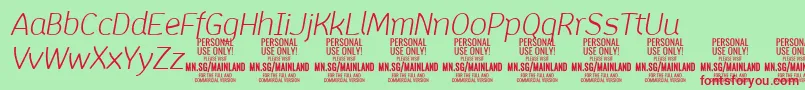 MainlandLightItalic PERSONAL-fontti – punaiset fontit vihreällä taustalla