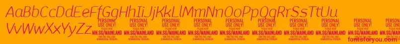 MainlandLightItalic PERSONAL-fontti – punaiset fontit oranssilla taustalla