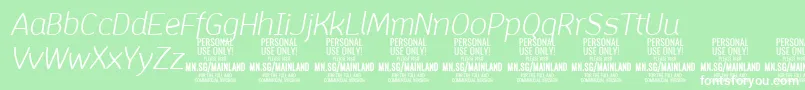 Шрифт MainlandLightItalic PERSONAL – белые шрифты на зелёном фоне