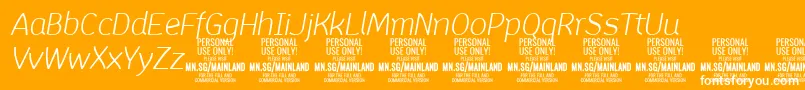 Шрифт MainlandLightItalic PERSONAL – белые шрифты на оранжевом фоне