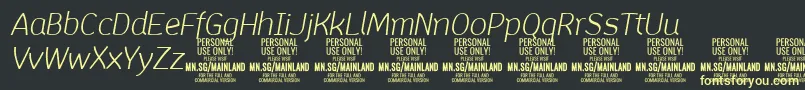 Шрифт MainlandLightItalic PERSONAL – жёлтые шрифты на чёрном фоне