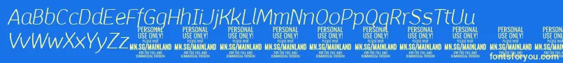MainlandLightItalic PERSONAL-fontti – keltaiset fontit sinisellä taustalla
