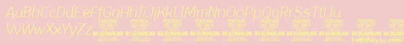 MainlandLightItalic PERSONAL Font – Yellow Fonts on Pink Background