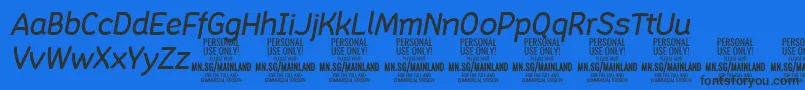 MainlandMediumItalic PERSONAL-Schriftart – Schwarze Schriften auf blauem Hintergrund