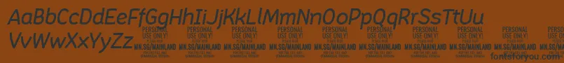 フォントMainlandMediumItalic PERSONAL – 黒い文字が茶色の背景にあります